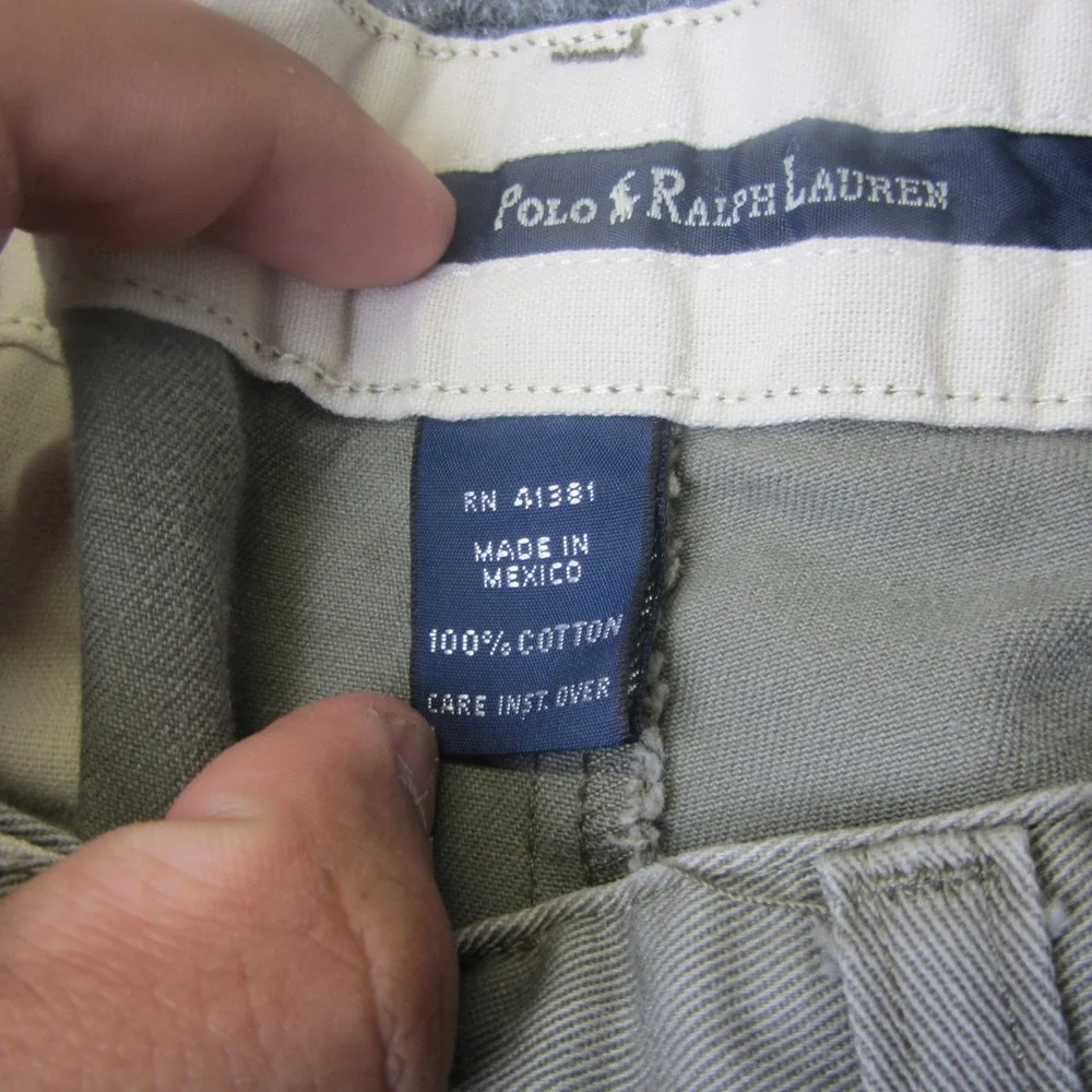 Polo Ralph Lauren Pleated Chino Pants Mens 32x30 Gray Khaki Classic Casual VTG